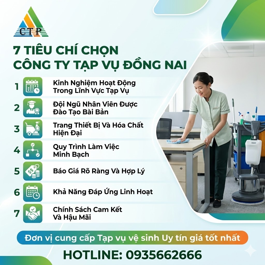 7 Tiêu Chí Chọn Công Ty Tạp Vụ Đồng Nai Uy Tín