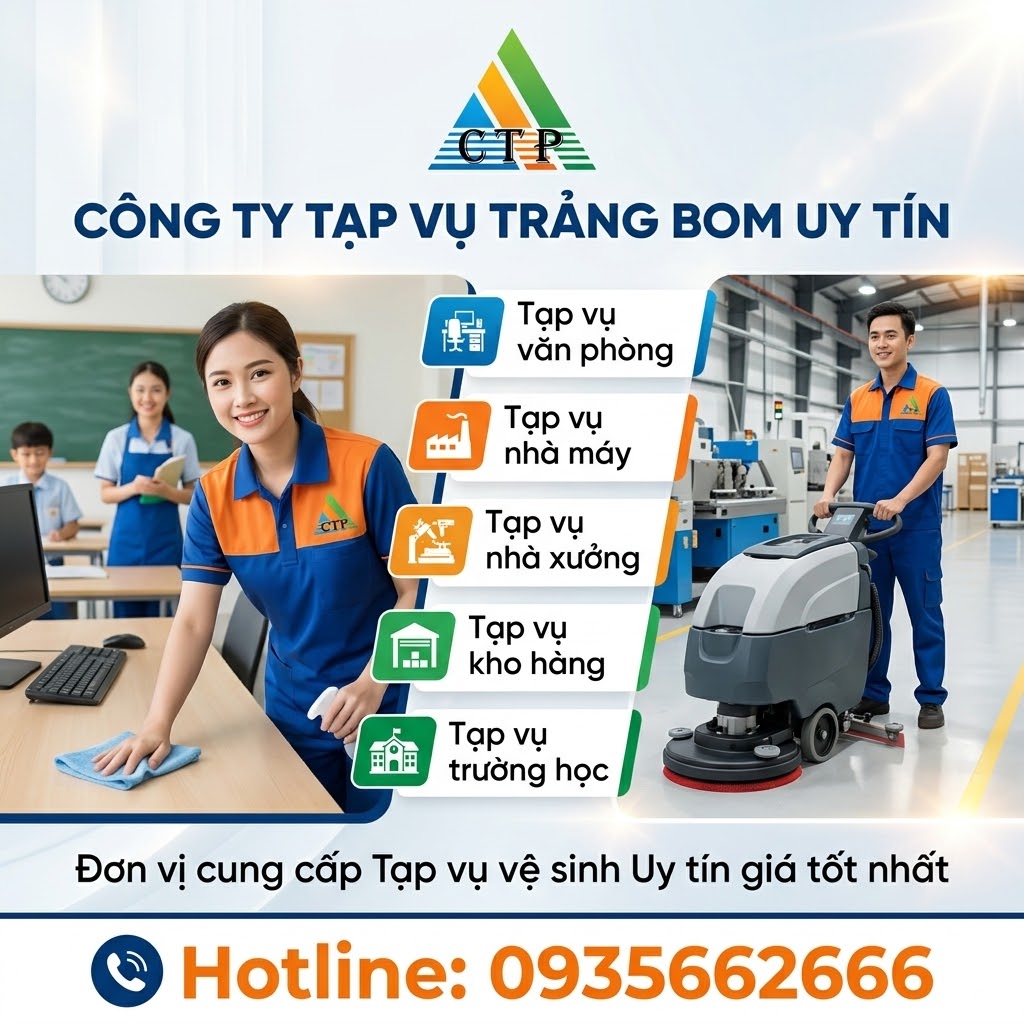 Công Ty Tạp Vụ Trảng Bom Uy Tín | Dịch Vụ Tạp Vụ Cường Tuấn Phát