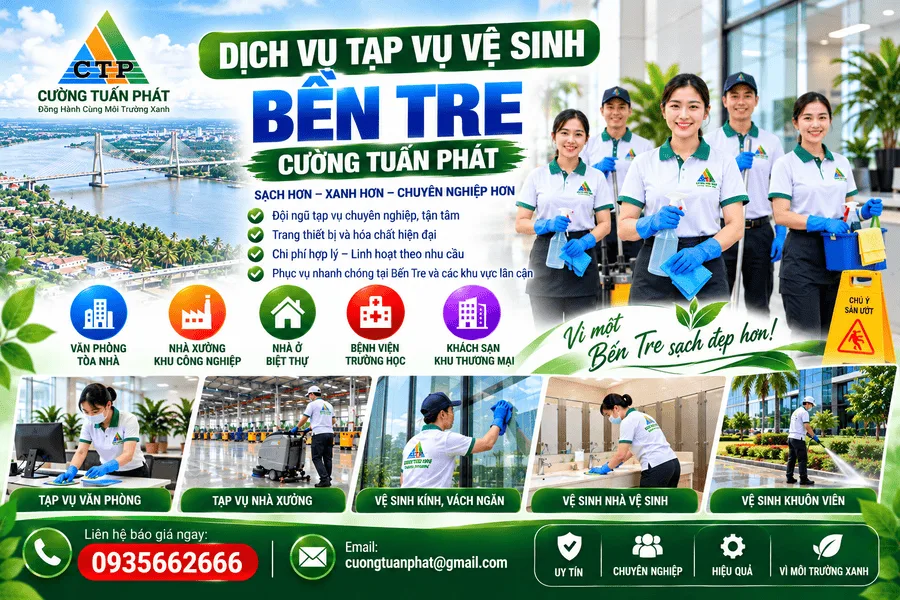 Tạp Vụ Vệ Sinh Bến Tre