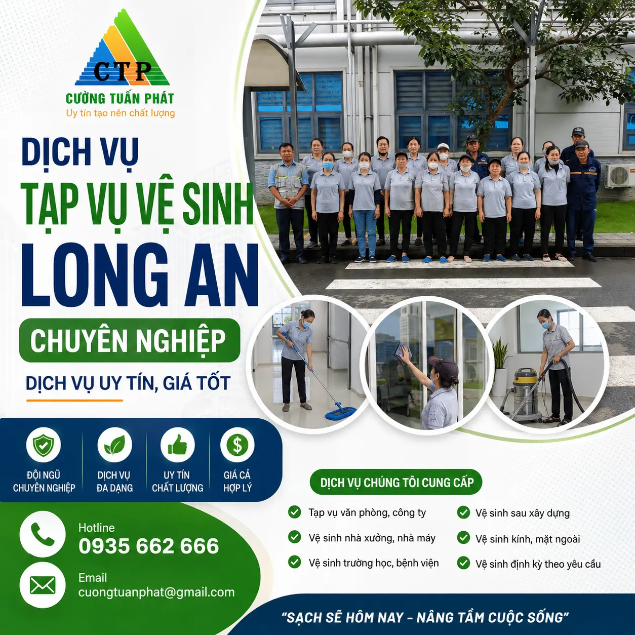Dịch vụ Tạp Vụ Vệ Sinh Long An Chuyên Nghiệp